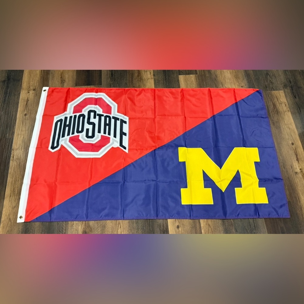 Ohio State Flag house divided michigan wolverines 3 by 5 feet Double Sided